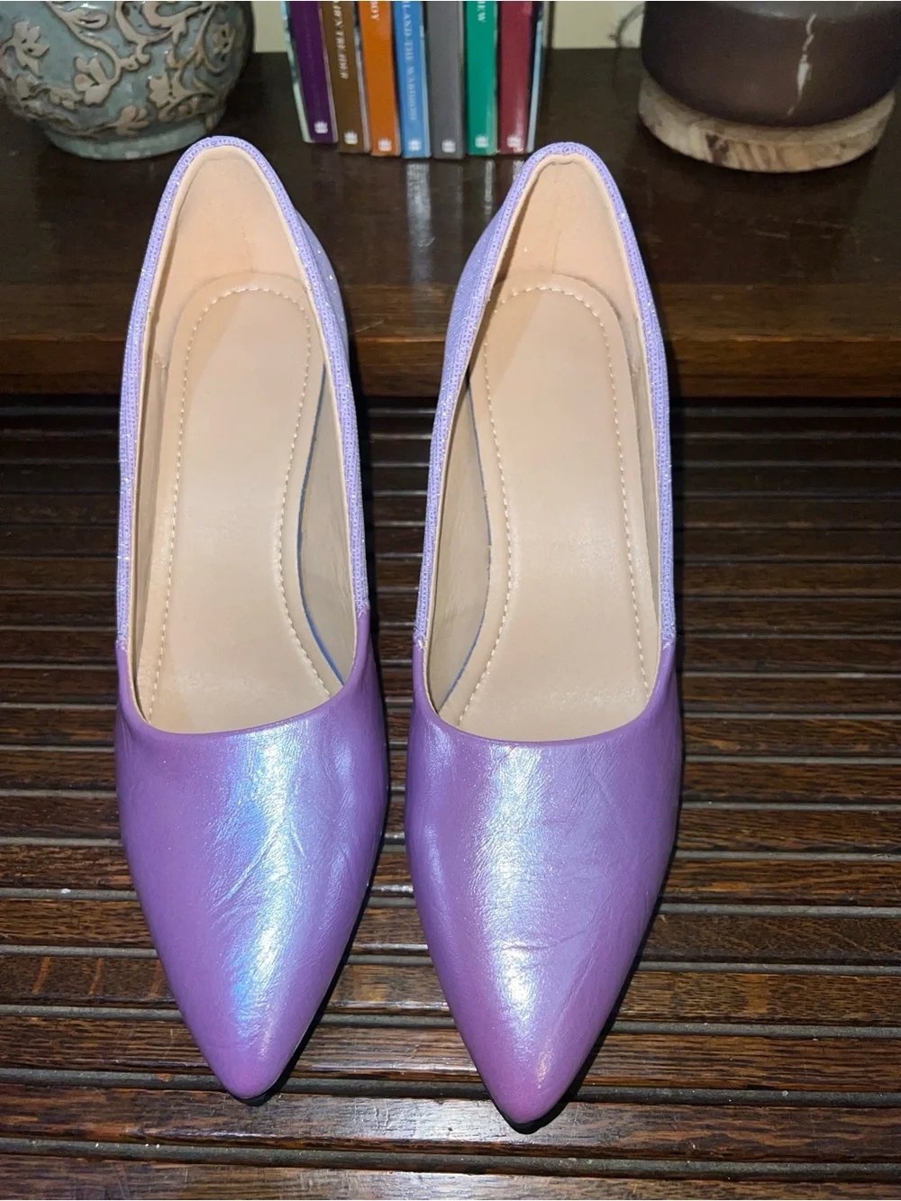 Purple Women's Pointed-Toe Flats - Stylish Everyday Pumps - Picture 1 of 6